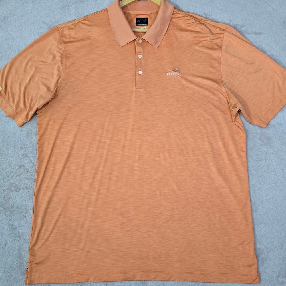 Greg Norman Men XXL Orange Play Dry Colonial Golf Polo Shirt Short Sleeve